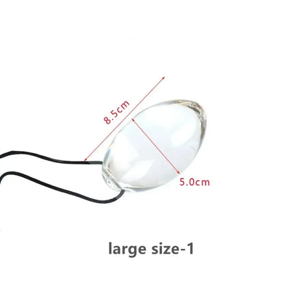 Small to Large Oval Beaded Anal Plug with Reinforced Rope Pull Ring - Transparent Glass Anal Trainer for BDSM Play and Personal