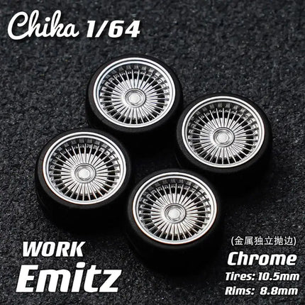 1/64 Chika Nabes Wheels or Brake Caliper 8.9mm 9.7mm 10.5mm Model Car Tires Rim Work S1 VSXX for 1:64 HW Tomy Mini GT Alloy Cars