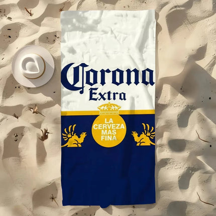 1pc Corona Extra Beer Beach Towel Single Sided 2D Print Soft Absorbent Microfiber for Pool Beach Summer Party Vacation Vibe