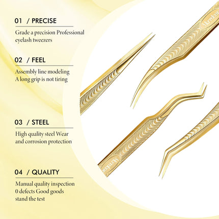 Merrdear Anti-Static Eyelash Tweezers Professional High Precision Volume Extension Stainless Steel Anti-slip Makeup Tool