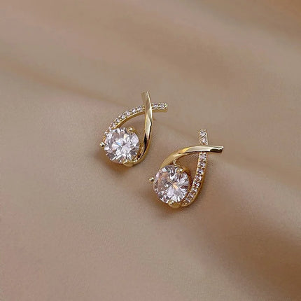 SKEDS Fashion Cross Stud Earrings For Women Girls Korean Style Elegant Crystal Jewelry Ear Rings Fishtail Lady Earrings Gift