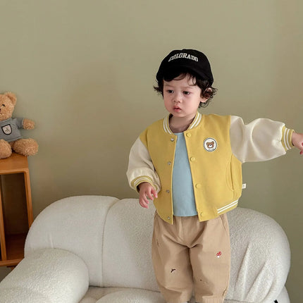 2026 Fall New Toddler Kids Pants Cotton Cartoon Embroidered Harem Pants Baby Boy Casual Striped Denim Baggy Trousers