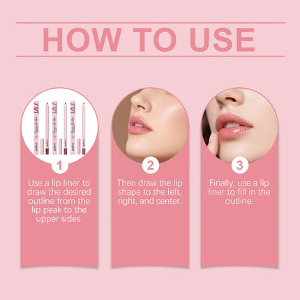 3 Colors Lipliner Waterproof Natural and Long-Lasting Color Matte Rose Pink Lipliner Lip Liner Contour Sexy Lip Makeup for Women