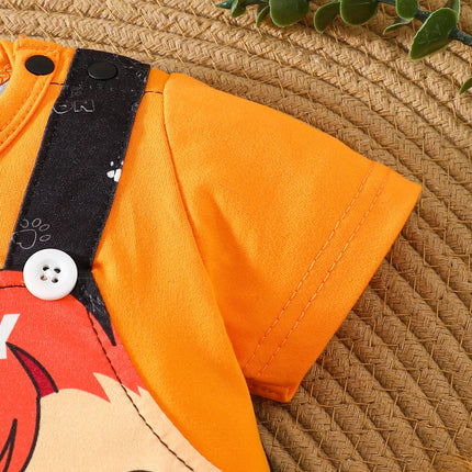 IURNXB Infant Cartoon LION BABY Romper Short Sleeve for Boys Overall One Piece Cute Newborn Outfit Summer 1-18M