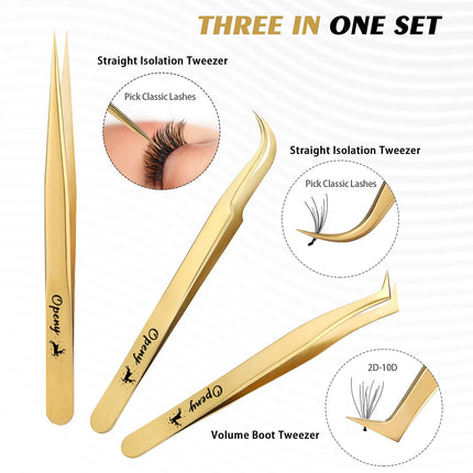 Christmas Eyelash Extension Tweezers-Precision Tweezers for 2D-6D Volume & Individual False Lashes Extensions-Golden Tweezers