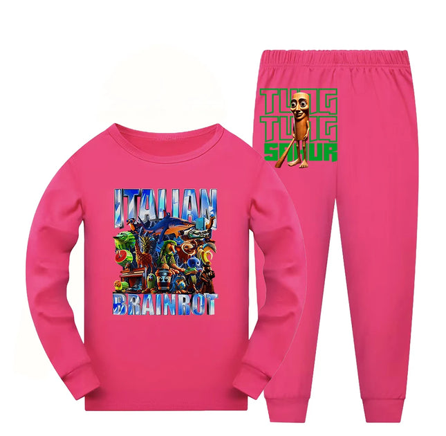 Italian Brainrot Bootleg Retro Meme Shark Tralalero Tralala Pajamas for Girls Clothes Baby Girl Clothes Outdoor Clothing Sets