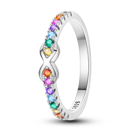 Shine Zircon Ring 925 Silver Original Stone Multi Layer Simple Infinitely Wide Rings For Women FineJewelry Wedding Party Gift