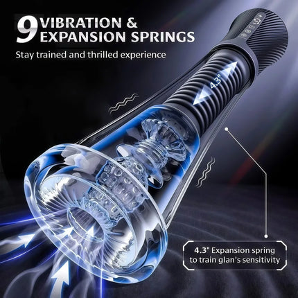 Male Masturbator APP Control Penis Pump Transparent Visual Male Sex Toys for Men Vibrating Spring Power Suction Masturbation 18+