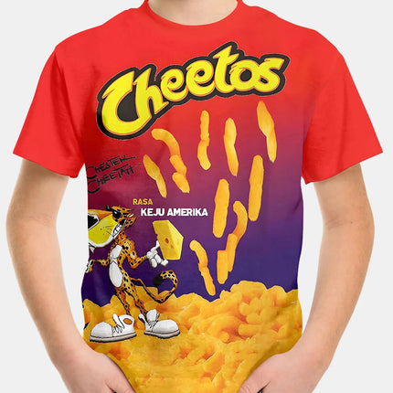 Creative Funny Chips 3d Printed Takis Customized Children Fashion T-Shirt Round Neck Short sleeve Boys Girls Kids Casual Tops