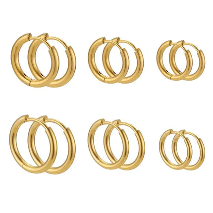 10pcs Stainless Steel Small Hoops Earring Piercing Ear Cartilage 8-20mm Women Men Stainles Steel Round Circle Pendientes