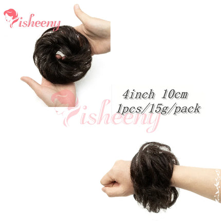 Natural Messy Bun Hairpiece, 4 Inch/10cm Elastic Hair Tie Chignon, Synthetic Curly Hair Bun Scrunchie, Multiple Colors for Daily Wear