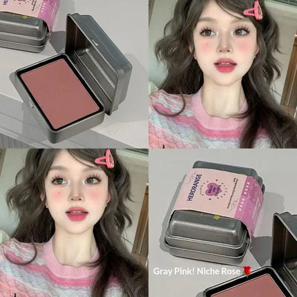 "1Pc HERORANGE Iron Box Cheek Blush Mineral Powder Long-Lasting Facial Contour Tint Single Color Cosmetics Blush Palette