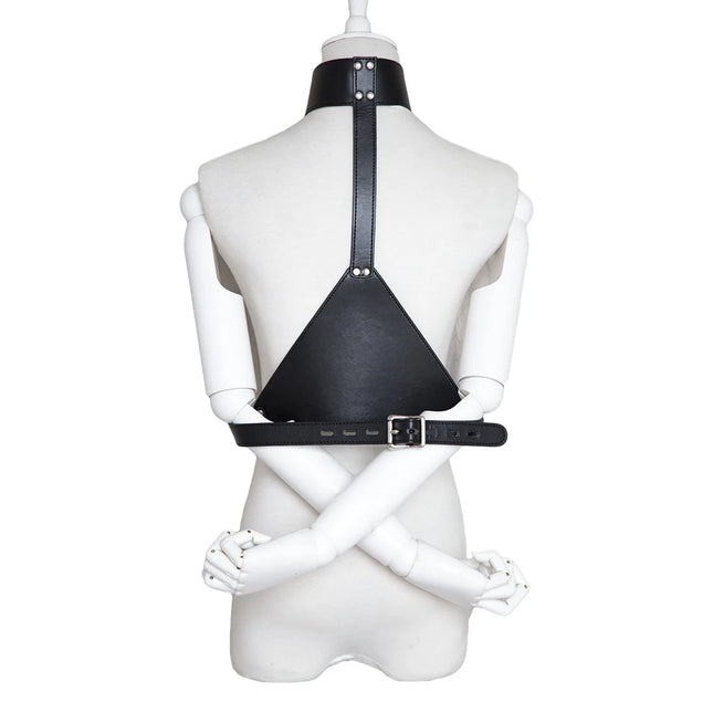 BDSM PU Leather Neck To Wrist Restraint Set Back Bind Bondage Harness Choker Collar with Handcuffs Slave Role Play Adult Sex Toy