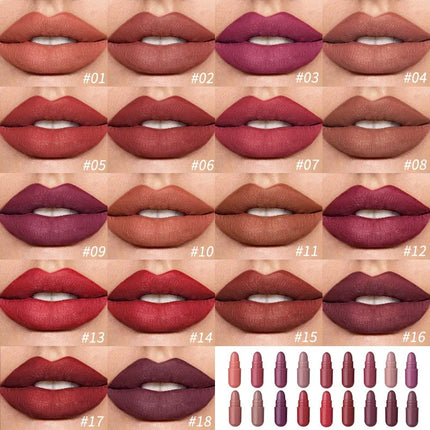 Capsule Lipstick Set 18 Colors Long Lasting Waterproof Glitter Sparkling Shimmer Lip Gloss Moisturizing Glossy Non-stick Cup