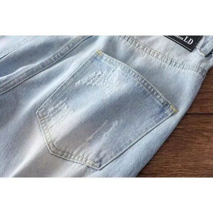 Spring New All Match Youth Trendy Brand Men's Cowboy Pants Retro Quarter Pants Loose and Versatile Popularity Harun Pants