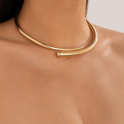 DIEZI Steampunk Irregular Clavicle Torques Necklace For Women Punk Gold Silver Color Statement Chokers Necklace Gift Jewelry