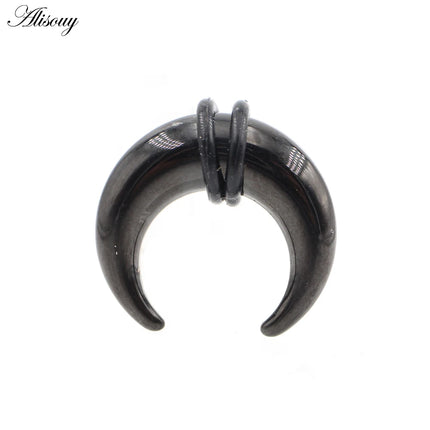 2PCS Stainless Steel C Shape Buffalo Horn Ear Taper Stretcher Expander Septum Captive Tragus Cartilage Piercing Body Jewelry