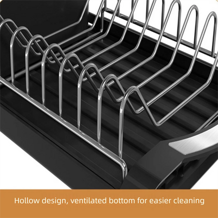 Extendable Dish Drying Rack Large Capacity Space Saving Utensil Storage Holder Hollow Design Dinnerware Organizer Dish Drainer