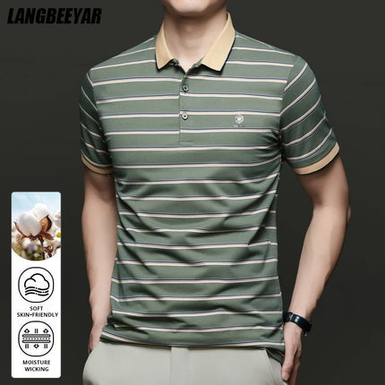 Top Grade New Summer Brand Stripped Designer Summer Collar Polo Shirts For Men Short Sleeve Casual Tops Fashions Men Clothing