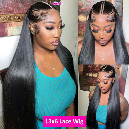 Bone Straight Hd Lace Frontal Wig 13x6 Lace Front Wig Human Hair 30 40 Inch Transparent Lace Pre Plucked Wigs 13x4 HD Lace Wig