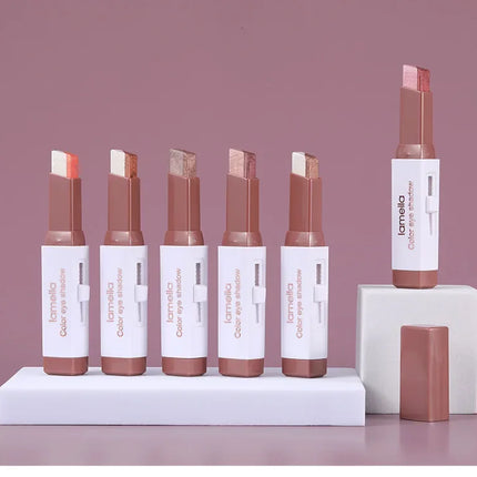Double Color Eyeshadow Stick Gradient Shimmer Cream Pen Eye Makeup Cosmetic Eyeshadow Stick Korean Makeup