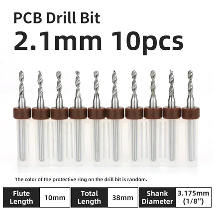 PCB Drill Bit 10pcs Tungsten Steel Micro Diameter Drill Bit Set 1/8 "Fixed Handle Mini Cnc Drill Bit 0.1-3.175mm
