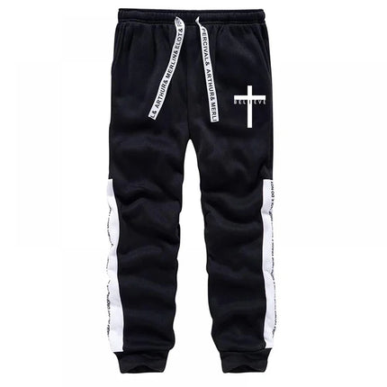 Cross Printed Male Hooded Sweatshirts Sweatpants Black White Mix Color Sportswear All Season Daily Casual Sport Hoodie Tracksuit