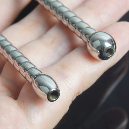 Stainless Steel Penis Plug,Beaded Urethral Dilation Catheter Sounding Sound with Hollow Core,Metal Urethra Dilator