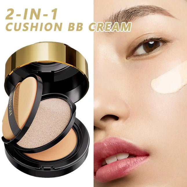 Korean Style 2-in-1 Cushion BB Cream - Lightweight Breathable Even Skin Tone Pore Conceal Nourishing Long Wear Makeup Base