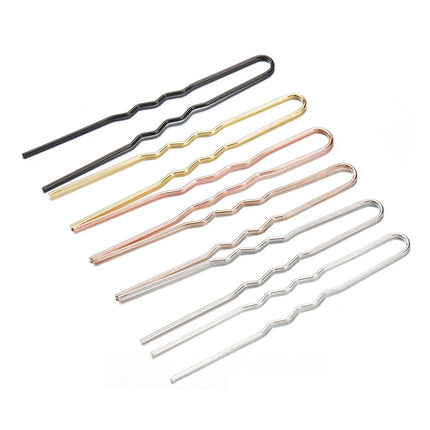 50pcs Women Girls U Shaped Hairpins Base Bun Metal Hairdressing Bobby Bridal Pin Barrette Salon Hair Styling Tools U Clips 7cm