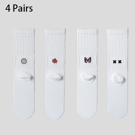 4 Pairs Men's Cotton Work Socks Cushioned Long Running Breathable Ankle Crew Socks  Casual Socks for Men Cycling socks