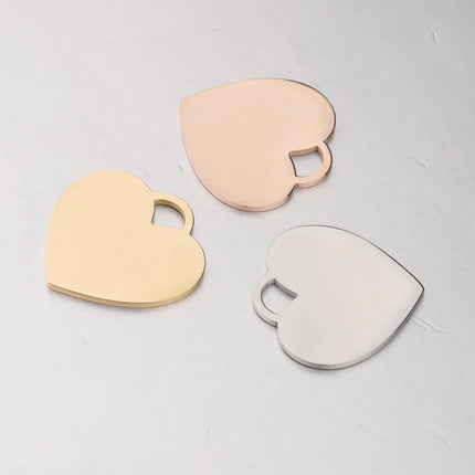 20pcs 20mm 25mm 304 Stainless Steel gold steel Color Heart Charms Pendant For Jewelry Making DIY Jewelry Findings