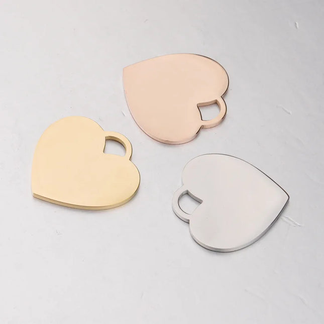 20pcs 20mm 25mm 304 Stainless Steel gold steel Color Heart Charms Pendant For Jewelry Making DIY Jewelry Findings