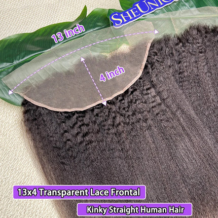 Kinky Straight 4x4 4x6 5x5 13x4 Transparent Lace Closure #1B Natural Color Bleached Knots Lace Frontal Raw Virgin Human Hair