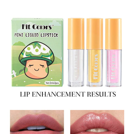 Cute Lipstick Set 3pcs/set Velvet Matte Waterproof Red Nude Black Lip Stick Tint Makeup Mini Lip Gloss Kit Plumping Lip Oil Set