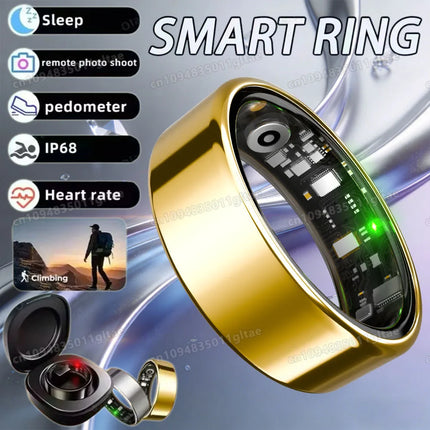 2026 Smart Ring Blood Pressure Heart Rate Sleep Monitoring Smartring IP68 & 5ATM Waterproof Multi-sport Mode Smartring Man Women