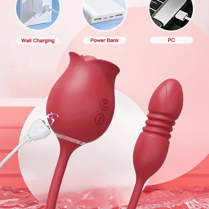 Rose-Sucking Vibrator for Women Thrusting Dildo Nipple Vacuum Sucker Clitoris Stimulator Female Vibrating Egg Adult Sex Toys