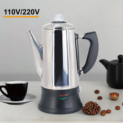 110V/220V American Percolation Electric Coffee Pot Stainless Steel Large Capacity Kettle Auto Power Off Electric Kettle 1.8L