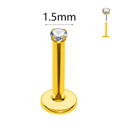 ASTM F136 G23 Titanium The ball Tragus Earring Threadless Piercing Heart Cubic zirconia Pin Daith Conch Push in Labret Stud