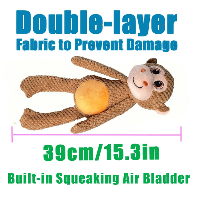 Durable Long-Legged Monkey Squeaky Plush Dog Toy, Bite-Proof Interactive Toy for Aggressive Chewers, Training Toy for All Sizes