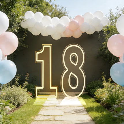 Large Size Warm White LED Neon Numbers Sign 76cm/100cm Stand up & Wall Mounted for Birthday Wedding Celebration Party Decor