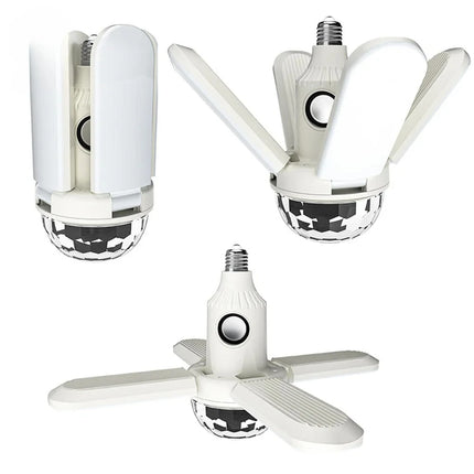 E27 LED Bulb Fan Four-leaf Blade Music Lamp Bluetooth Speaker Foldable LED Light Bulb Ceiling Light With Remote Controller