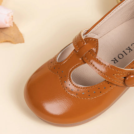 Toddler Little Kid Girls Mary Jane Flats Comfortable Perforated Leather Strap Casual Dress Shoes Versatile Party School Shoes