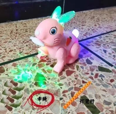 Children's electric leash can walk, little rabbit can carry glowing toys, cartoon