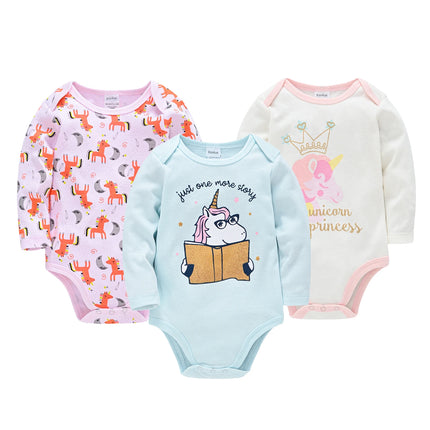 3 Pcs/Set  Baby Girls Clothing Set Red Deer Christmas Cute Printing Baby Bodysuit Long Sleeve Kids Rompers Cotton for 3-24M