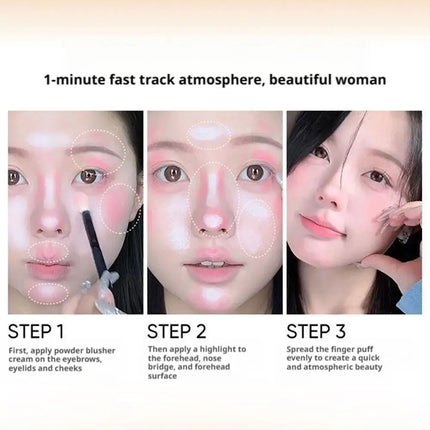 4-Color Pink Peach Blush & Highlighter Palette - Matte Cream Powder, Brightening Color-Boosting Cheek Makeup Rouge