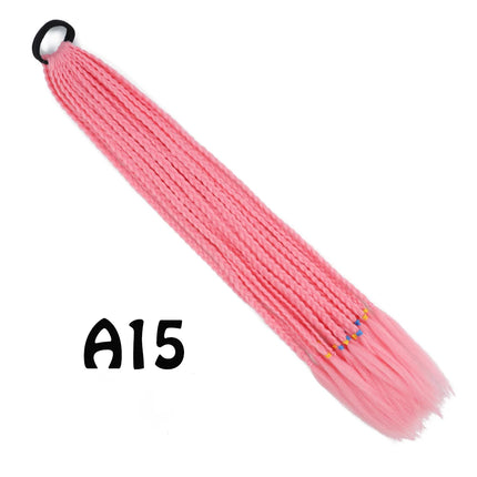 Synthetic Gradient Color Dirty Braided Ponytail Extensions With Elastic Band 24" Rainbow Braid Pony Tail Hairpiece For Girl