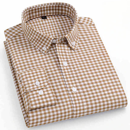 High Quality 100% Cotton Fashion Korena Popular Plaid Shirts for Men Slim Fit Formal Casual Shirt Trends Elegant Office Clothes