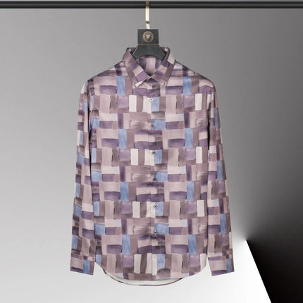 Men's shirt 3D printed geometric pattern men's shirt long-sleeved lapel casual top outdoor shopping shirt large size xs-6xl