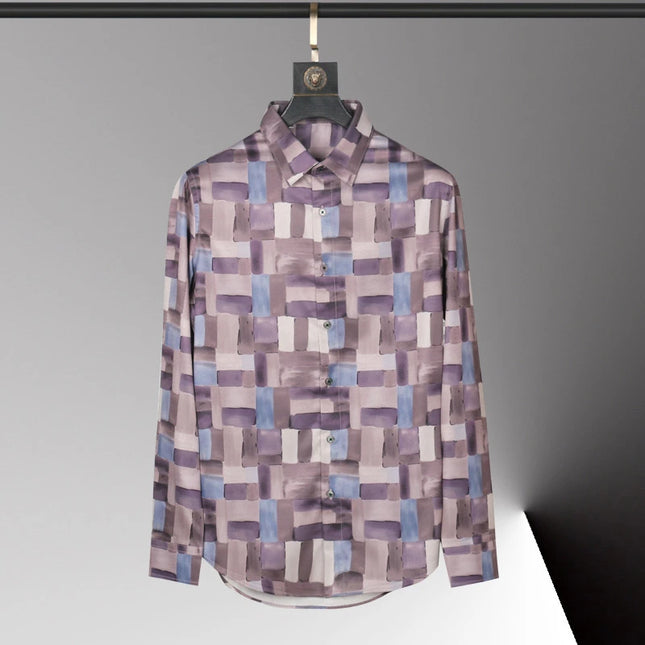 Men's shirt 3D printed geometric pattern men's shirt long-sleeved lapel casual top outdoor shopping shirt large size xs-6xl